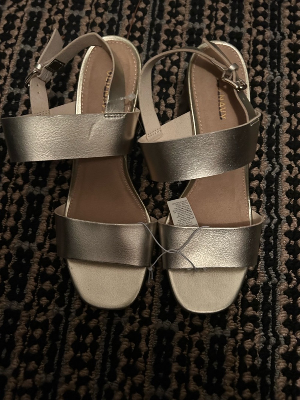 Old Navy Metallic Silver Double-Strap Slingback Sandals